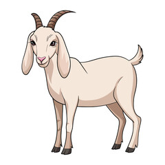 Cute cartoon goat icon with a happy expression. Simple and playful vector illustration, perfect for farm logos, kids designs, animal.