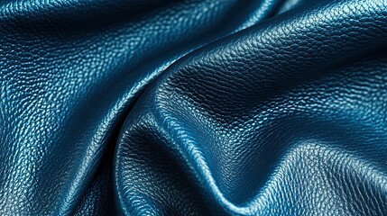 Close up of luxurious blue leather texture and folds suitable for upscale products