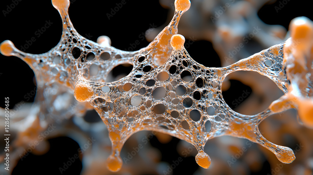 Aufkleber close up image of a cell with visible details of structure and components under a microscope