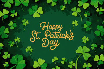 St. Patrick's Day backdrop filled with shamrocks and clovers, Ireland Saint Patrick's festivity, St Patrick advertising banner
