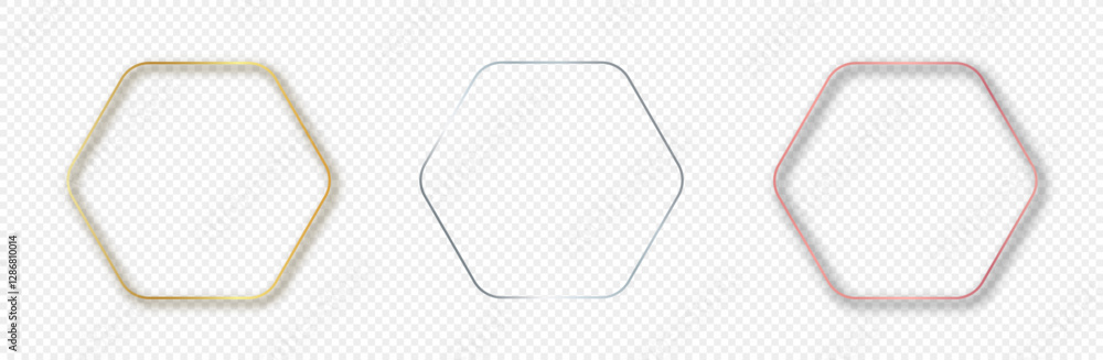Poster set of three rounded hexagon frames