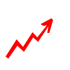 Red Hand-Drawn Arrow Up  Growth Chart Symbol  Rising Graph Line  Business Trend Indicator  Success, Progress, Increase Icon