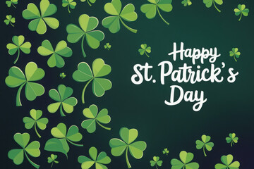 Saint Patrick´s Day card with shamrocks and text
