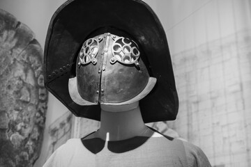 Gladiators cloth, helmet and face mask.