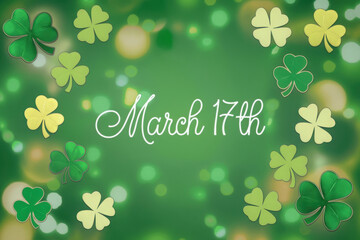 Saint Patrick's Day, Green Flat Lay, English Text March Seventeenth

