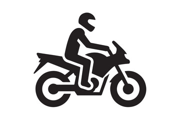 Person riding motorcycle icon silhouette on white background. (3)