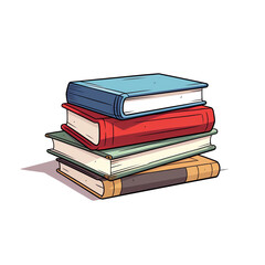 Isolated Books Stack Cartoon