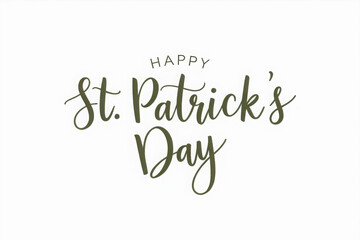 Happy St. Patrick's Day Holiday Green Glitter Script Text Isolated Over White Background
