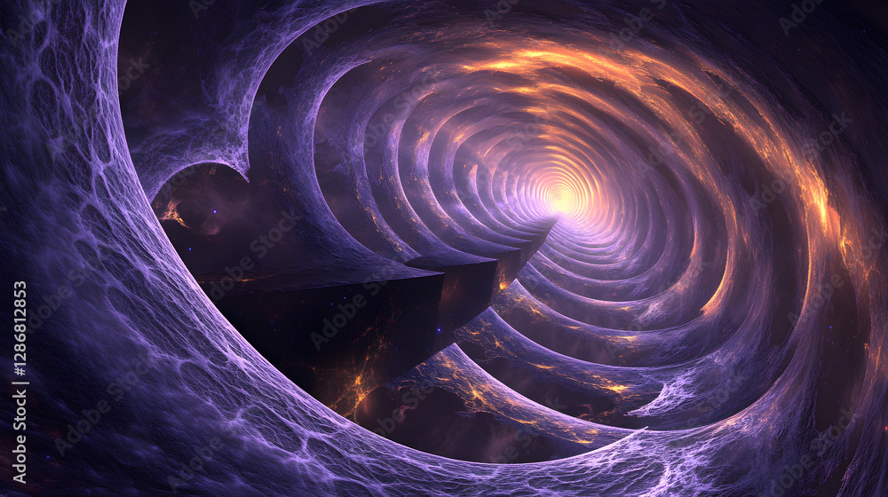 Poster spiral vortex in space with radiant cosmic abstraction and colorful patterns