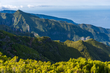 Obraz premium The view of the mountains with Atlantic Ocean in the background.
