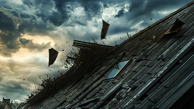 Devastating Roof Damage After Powerful Storm, Destruction and Aftermath