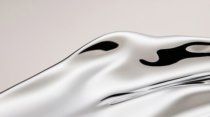 Elegant Chrome like silver surface reflecting faint distorted shapes creating a futuristic and high tech appearance 