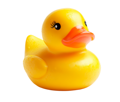 A classic yellow rubber duck isolated on transparent background