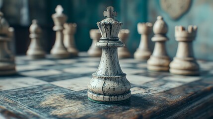 Detailed and wide, the closeup banner photo showcases a set of wooden chess pieces set against a background with white copy space