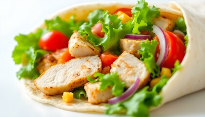 Fresh grilled chicken wrap roll with vegetables