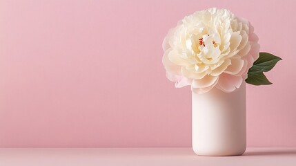 Obraz premium Elegant Isolated peony blossom with intricate ruffled petals on a gradient pink to white background elegant and clean floral focus 