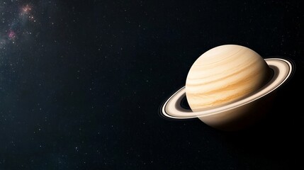 Naklejka premium Elegant Isolated planet with rings glowing in a cosmic background filled with stars nebulas and distant galaxies futuristic space exploration 