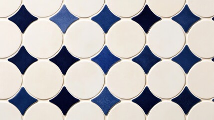 Elegant Minimalist azulejo pattern on a clean white background with delicate navy and cobalt blue linework subtle and stylish 