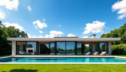 Fototapeta premium A modern minimalist house with clean lines and simple design features.