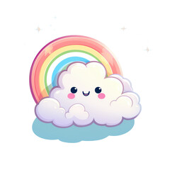Isolated Cute Cloud with Rainbow