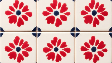 Elegant Repetitive azulejo tile pattern featuring blue and white ornate floral motifs over a textured surface perfect for Mediterranean themes 