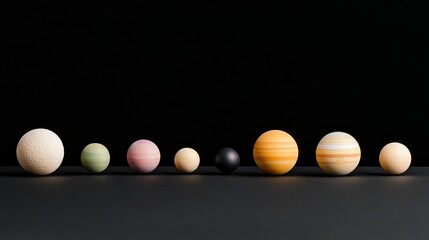 Elegant Solar system view with planets aligned in orbit against a black space background educational and visually stunning cosmic setting 