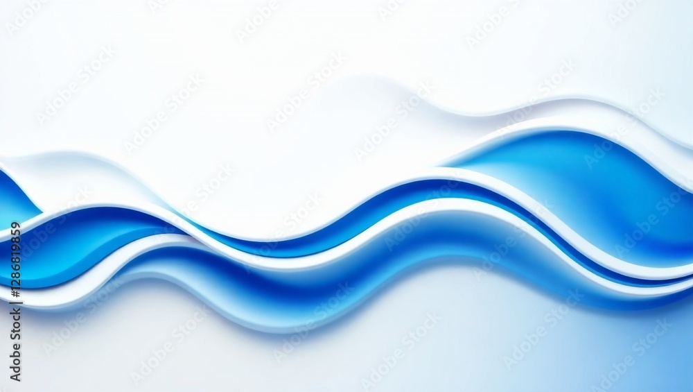 Poster flowing abstract blue waves, an elegant abstract composition featuring undulating blue waves, their 