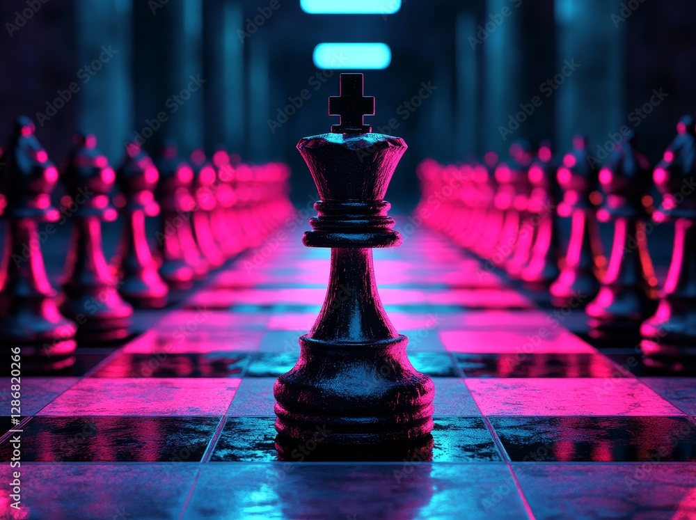 Poster a black background provides the setting for isolated chess pieces in a minimalist abstract scene ill