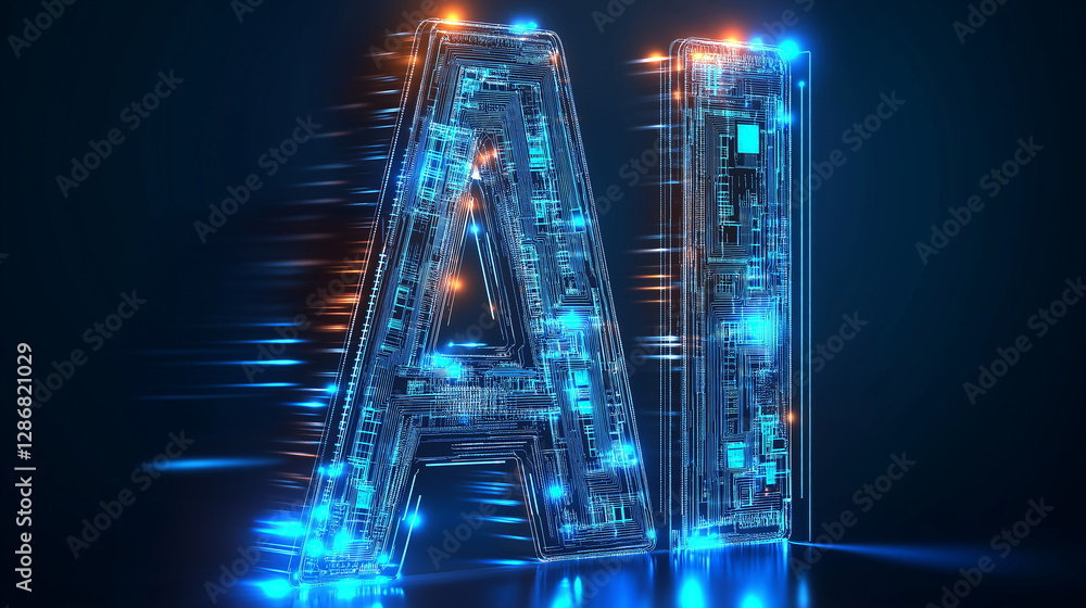 Aufkleber Artificial intelligence sign showing machine learning and ai