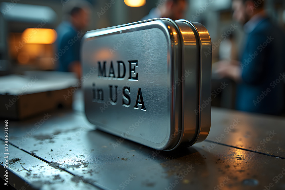 Poster a metallic tin canister with 