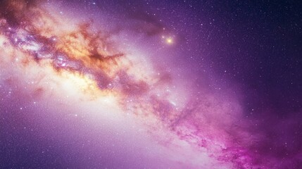 Obraz premium Elegant View of the Milky Way galaxy with glowing star clusters and colorful dust clouds forming swirling patterns in space 