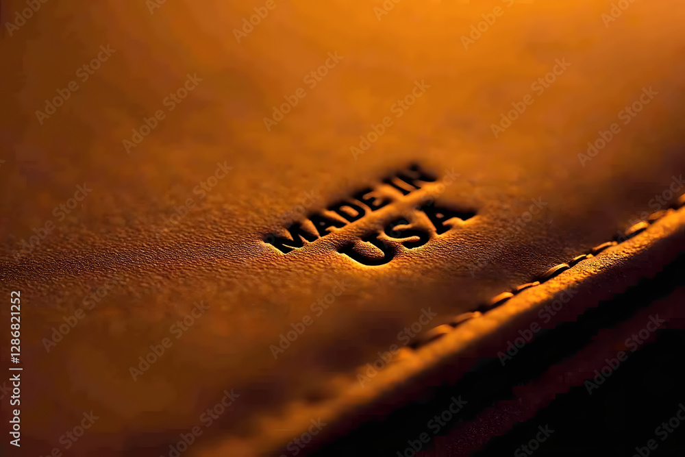 Poster a close-up of a leather texture with the embossed text 