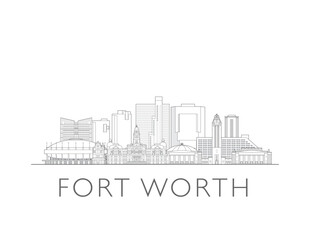 Fototapeta premium Fort Worth, Texas skyline cityscape vector illustration