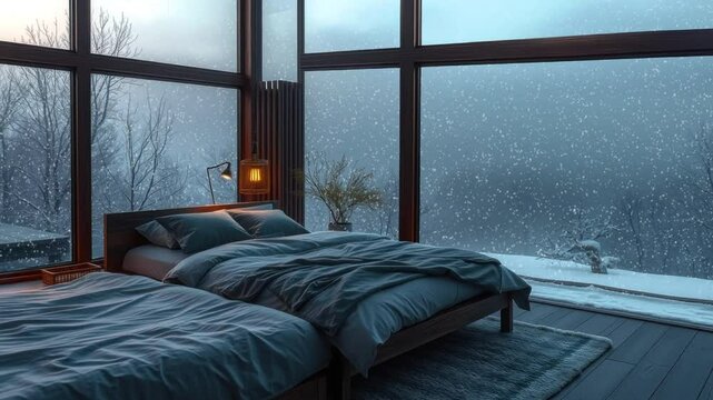 4K virtual backgrounds loop animation for stream overlay, meditation, smooth jazz or white noise video. cozy lo-fi background, rainfall or snowfall. live wallpaper