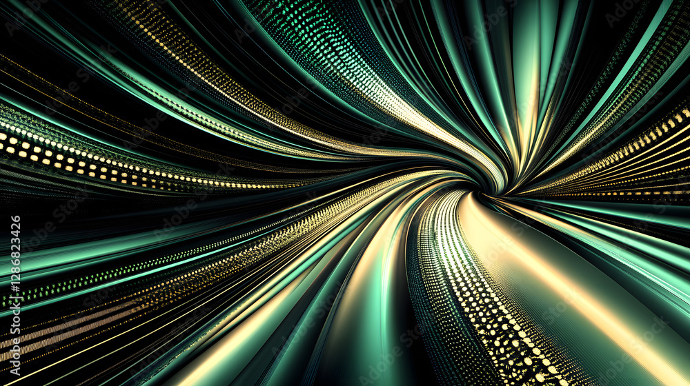 Poster green and gold abstract background with artistic visualization elements for design and creative proj