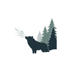 Wolf In Forrest Vector Logo Design