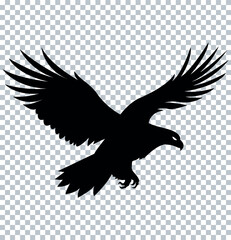 An Eagle silhouette. flying eagle silhouette. silhouette of a flying bird. eagle flying bird isolated silhouette, flying eagle vector.
