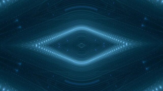 leuchtende Lichtpunkte bewegen sich langsam rautenf&ouml;rmig im Zentrum, digitaler Datentransfer, Algorithmus, Internet, Energie, Datenfluss, Geschwindigkeit, Wandel, Austausch, braun, orange