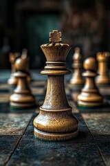 Teamwork on a chessboard, as exemplified by the king, illustrates the competitive challenge of leadership in business, volunteer work, or strategic planning, and requires a team player mindset that
