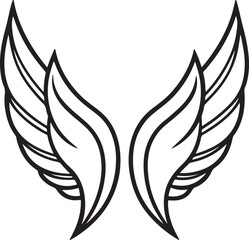 wings line art, black outline, vector and illustration, line art and outline