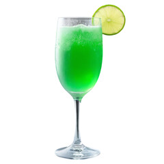 green beverage in a glass isolated on transparent background