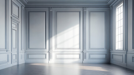 Fototapeta premium a empty room with white walls and a large window