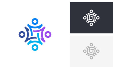 Community teamwork people social family together human unity logo design vector