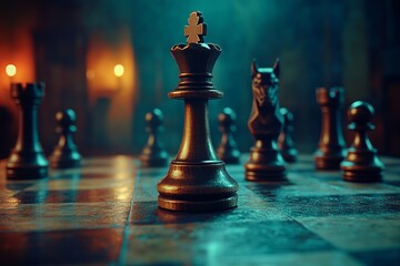 Against a dark and moody background, a diverse range of chess pieces is displayed, each piece showcasing its own unique style and intricate details