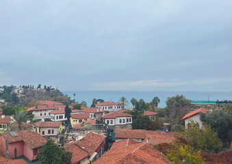 Antalya Turkey in December -Roman harbor, cat, Hadrian's gate,
