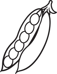 peas line art, black outline, vector and illustration, line art and outline