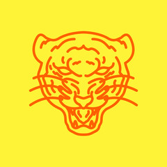scare face tiger logo design vector illustration template