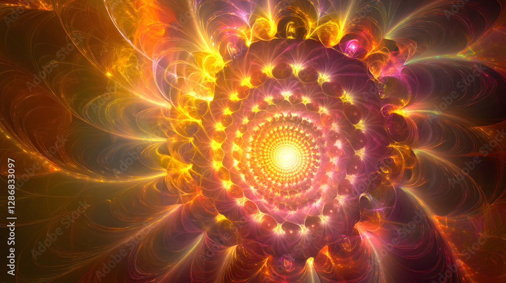 Aufkleber colorful flower with multiple colors and shapes in a surreal and dynamic artistic composition
