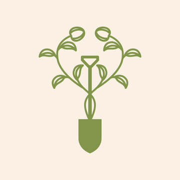 green shovel with floral design clip art preview