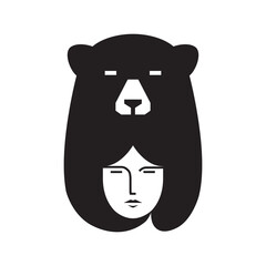 woman and bear design vector illustration template